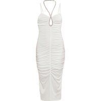 Elegantes gerafftes Midikleid mit Halskette