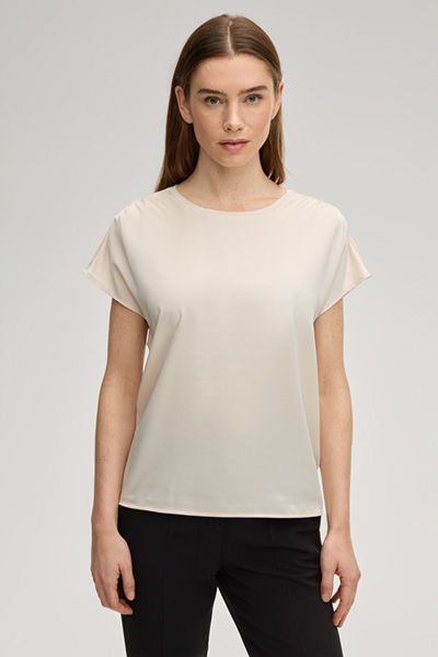 Comma Tancy Creme T-Shirt Rundhalsausschnitt Kurzarm Top