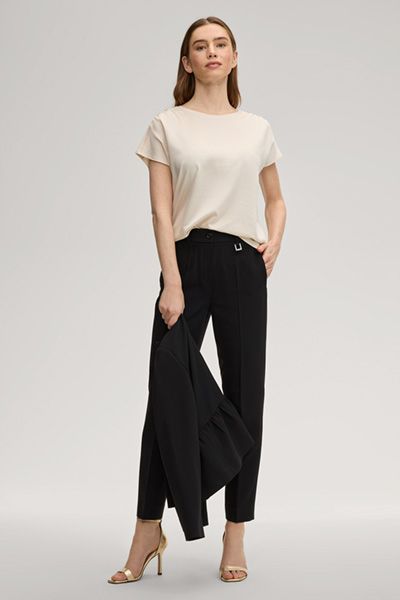 Comma Tancy Creme T-Shirt Rundhalsausschnitt Kurzarm Top