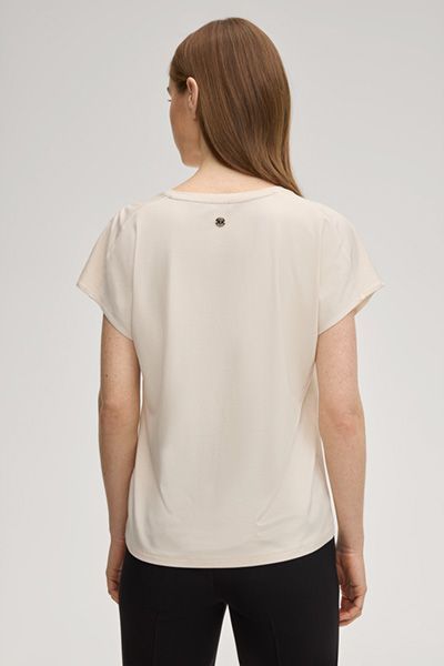 Comma Tancy Creme T-Shirt Rundhalsausschnitt Kurzarm Top
