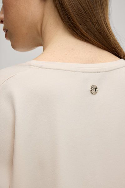 Comma Tancy Creme T-Shirt Rundhalsausschnitt Kurzarm Top