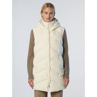 Lange Puffer Weste mit Kapuze