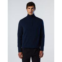 Merinowolle Pullover mit Halbreißverschluss