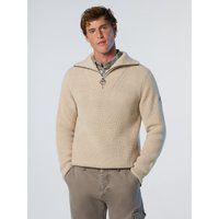 Gerippter Pullover mit halbem Reißverschluss