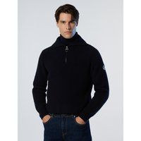 Gerippter Pullover mit halbem Reißverschluss