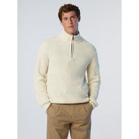 Fisherman Rippstrick Pullover mit halbem Reißverschluss