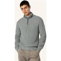 Fisherman Rippstrick Pullover mit halbem Reißverschluss