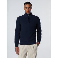 Fisherman Rippstrick Pullover mit halbem Reißverschluss