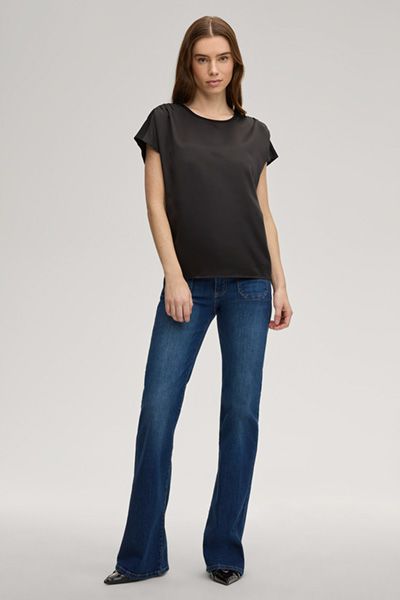 MARCCAIN Tancy Schwarzes Viskosemischungs-T-Shirt Rundhalsausschnitt