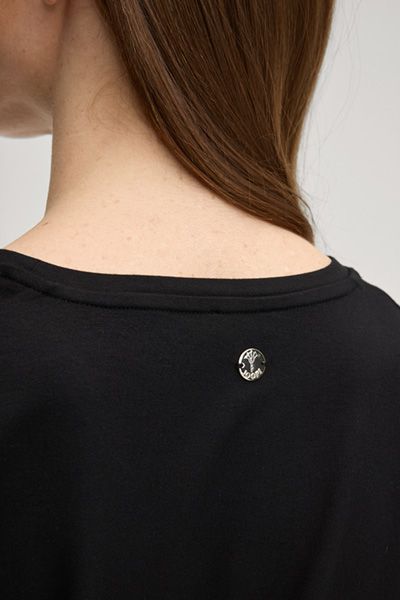 MARCCAIN Tancy Schwarzes Viskosemischungs-T-Shirt Rundhalsausschnitt