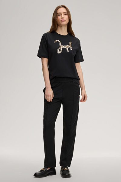 Joop! Schwarzes Baumwoll-T-Shirt mit Glitzer-Logo-Grafikdesign