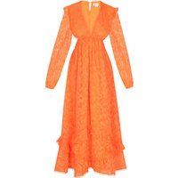 Elegantes Orangefarbenes Blumen-Maxikleid