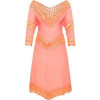 Mini-Tunika-Kleid mit Häkelborte