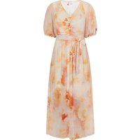 Aquarell-Blumen-Midikleid mit Gürtel