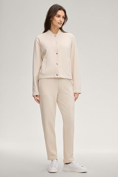 Jospl Tobina Creme Sweatjacke Bomber Style Collegekragen