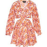 Mini-Kleid mit Cutout und abstraktem Print