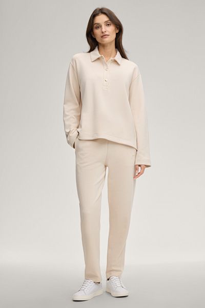 Joseph Sweatshirt Ticia creme Polokragen lange Ärmel Modalmischung