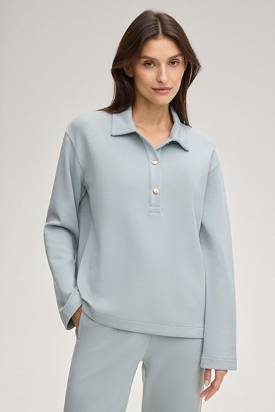 Joseph Sweatshirt Ticia in Hellblau mit Polokragen