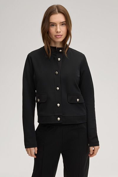 Sweatjacke Tasia Schwarze Baumwollmischungsjacke mit goldenen Knopfdetails