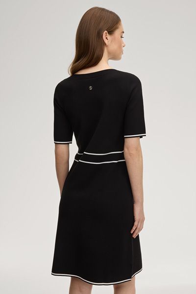 JOOP! Kirla Schwarzes Strickkleid mit Logo-Taillenband-Detail