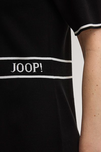 JOOP! Kirla Schwarzes Strickkleid mit Logo-Taillenband-Detail
