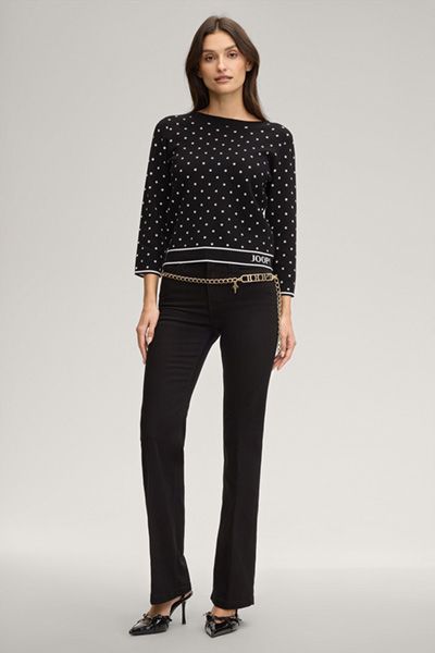 Joop! Konstantina schwarz-weißer Strickpullover mit Tupfenmuster
