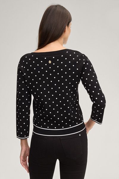 Joop! Konstantina schwarz-weißer Strickpullover mit Tupfenmuster