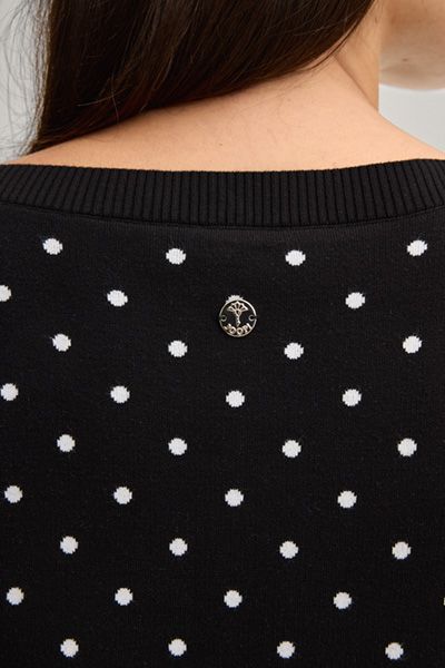 Joop! Konstantina schwarz-weißer Strickpullover mit Tupfenmuster