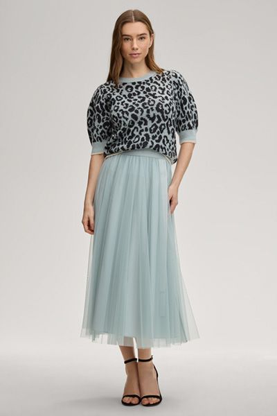 Marc Cain Pullover Kaston Blau Leopardenmuster Alpaka-Wollmischung