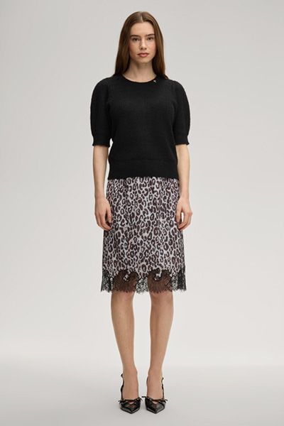 Someday Kylie Schwarzer Kurzarm Strickpullover mit Puffärmeln