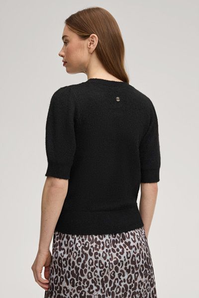 Someday Kylie Schwarzer Kurzarm Strickpullover mit Puffärmeln