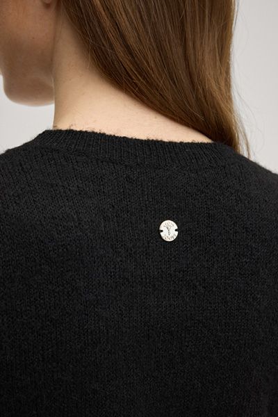 Someday Kylie Schwarzer Kurzarm Strickpullover mit Puffärmeln