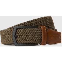 Geflochtener Stretchgürtel mit Lederdetails