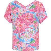 T-Shirt mit Blumendruck und V-Ausschnitt