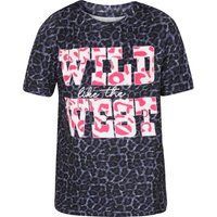 T-Shirt mit Leopardenmuster und Wild West Aufdruck