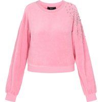 Velours-Sweatshirt mit Strassverzierungen