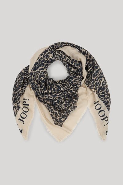 Joop! Aira Tuch in Beige/Schwarz Leopardenmuster Modal-Baumwollmischung