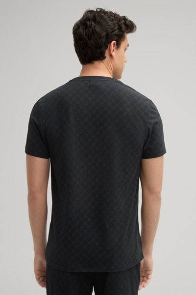 Joop! Cornflower Schwarz Gemustertes T-Shirt Rundhals Baumwollmischung