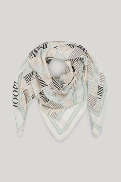 JOOP! Aimy Creme Beige Gemusterter Bio-Baumwoll-Modal-Schal Unisex