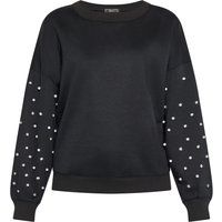 Schwarzes Sweatshirt mit verzierten Ärmeln