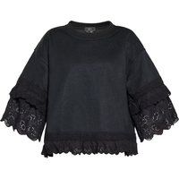 Schwarzes Sweatshirt mit verzierten Ärmeln