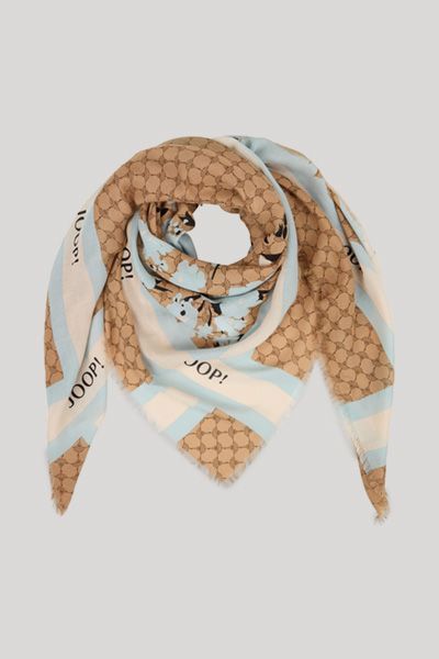 JOOP! Adalia Tuch in Camel und Hellblau gemustert Baumwoll-Modal