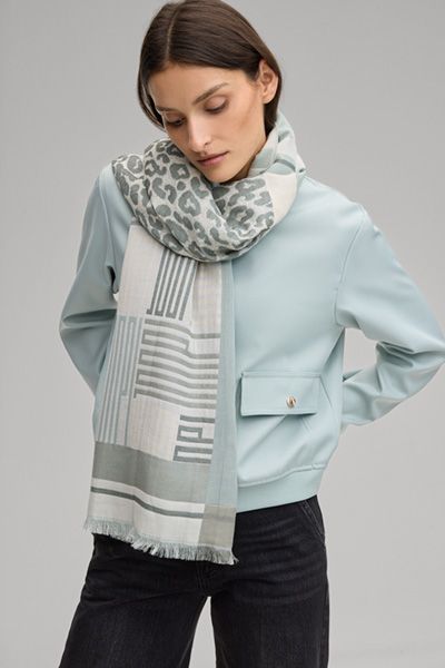 JOOP! Ailis Tuch in Champagner/Hellblau gemustert Baumwoll-Modal-Mischung