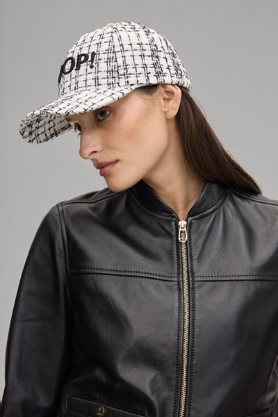 JOOP! Aitana Cap Creme und Schwarz Tweed Logo-Stickerei Visor