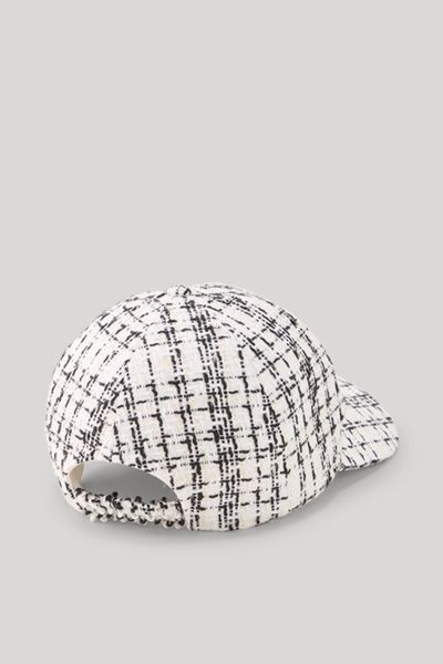 JOOP! Aitana Cap Creme und Schwarz Tweed Logo-Stickerei Visor
