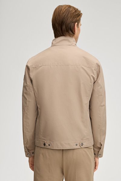 Janos Beige Biker Jacke mit Stehkragen aus Baumwollmischung