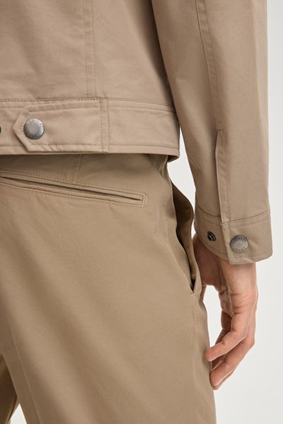 Janos Beige Biker Jacke mit Stehkragen aus Baumwollmischung