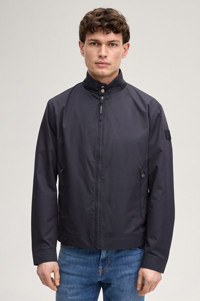 Blouson Janos Navy Biker Jacke Stehkragen Baumwollmischung