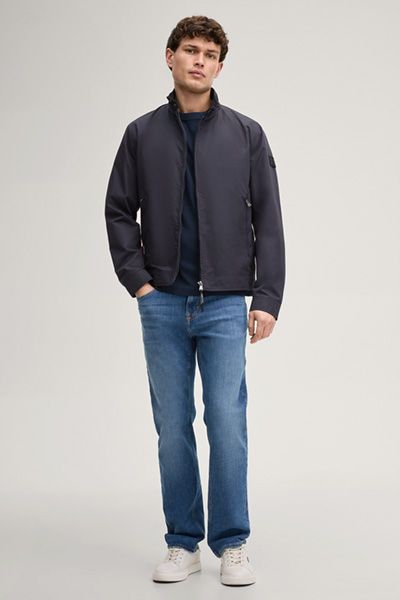 Blouson Janos Navy Biker Jacke Stehkragen Baumwollmischung