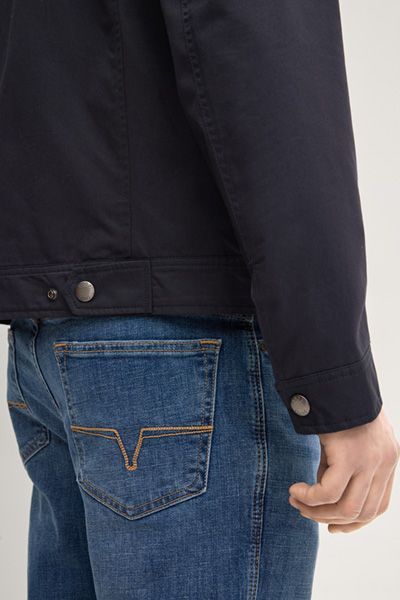 Blouson Janos Navy Biker Jacke Stehkragen Baumwollmischung